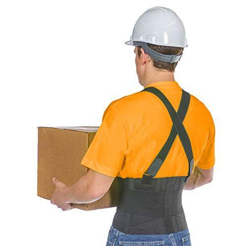 Imagem de BraceAbility Industrial Work Back Brace  Correias de suspensão removíveis para segurança de levantamento pesado - Cinto de proteção contra dor lombar para homens e mulheres em trabalhos de construção, mudança e armazém (XL)