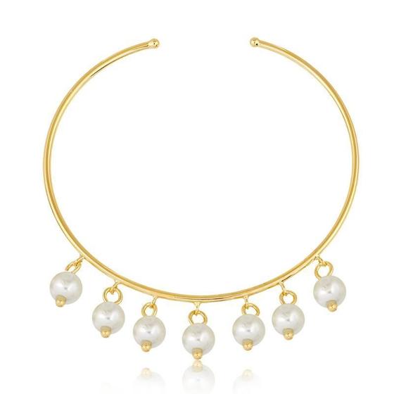 Imagem de Bracelete Ajustável Com Pérolas Folheado A Ouro Dourada
