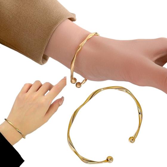 Imagem de Bracelete Ajustável Feminino Dourado Fino Elegante Delicado