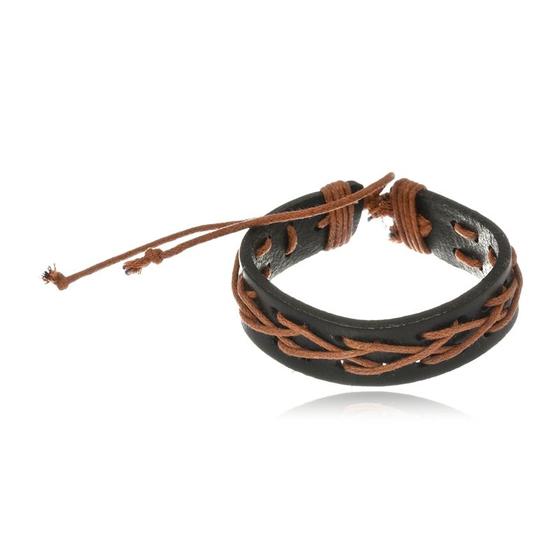 Imagem de Bracelete Boca Santa Semijoias Couro Preto e Marrom Unisex