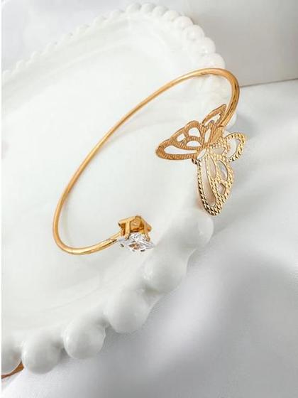 Imagem de Bracelete com Borboleta e Zircônia Folheado a Ouro 18k