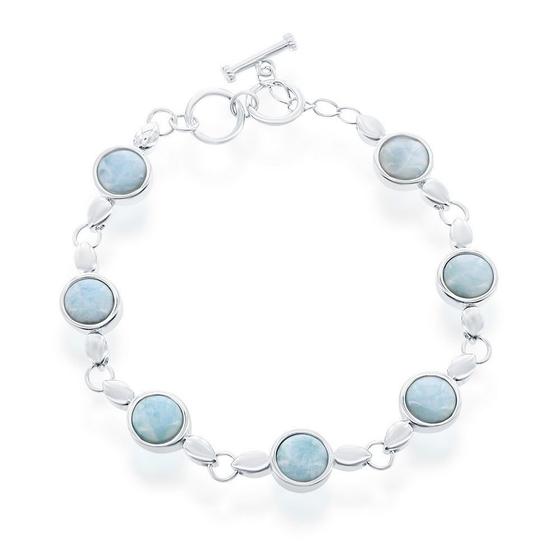 Imagem de Bracelete de Prata Esterlina com Pingente Larimar - Design de Trava