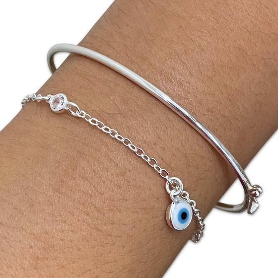 Imagem de Bracelete e Pulseira Olho Grego Zircônia Prata 925 Legítima