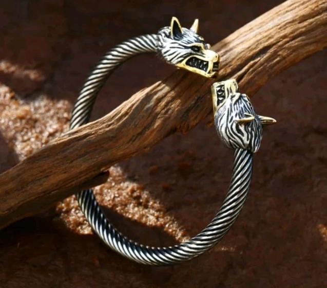 Imagem de Bracelete em Aço Inox Wolf Lobo Vikings