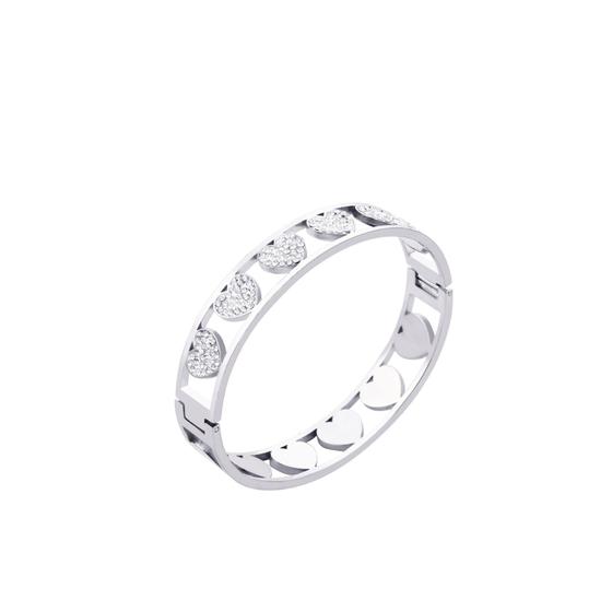 Imagem de Bracelete Feminino Luxuoso Corações Cristais Aço Inoxidável