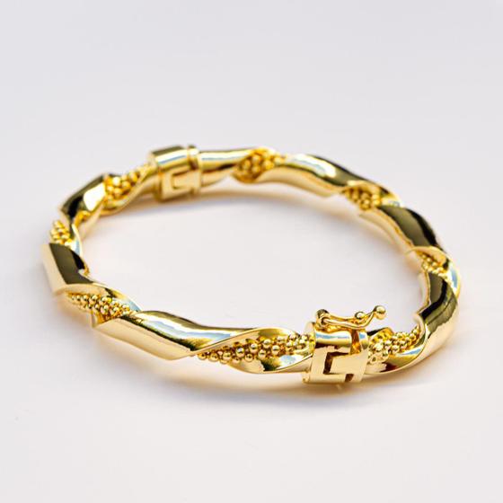 Imagem de Bracelete Liso com detalhe em corrente Banhado a Ouro 18k