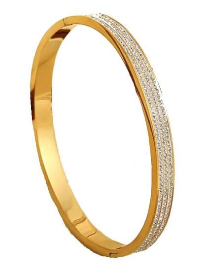 Imagem de Bracelete Luxo Cravejado Feminino - Banhado A Ouro 18K