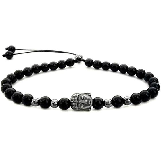 Imagem de Bracelete Preto Buda Cinza Feminino Gafeno