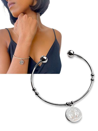 Imagem de Bracelete Pulseira Feminino Pingente São Bento Nossa Senhora