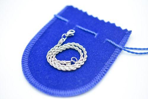 Imagem de Bracelete Pulseira Masculina Fina Cordão Torcido Aço Prata