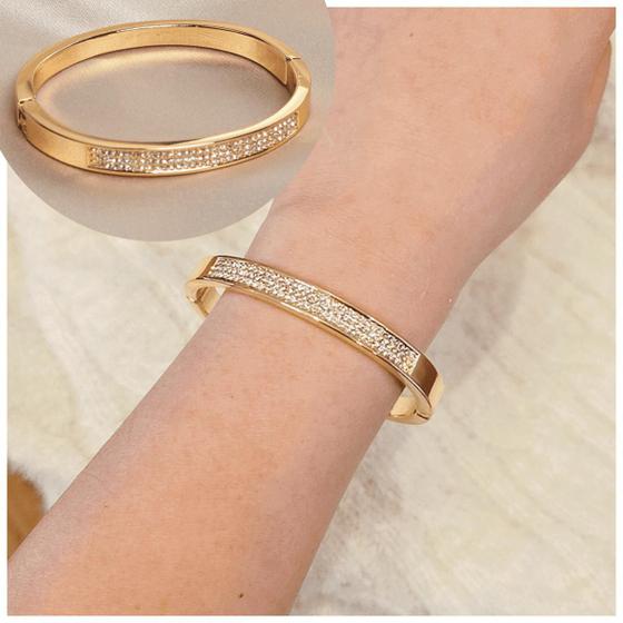 Imagem de Bracelete Pulseira Noiva Feminino Luxuoso Festa Strass