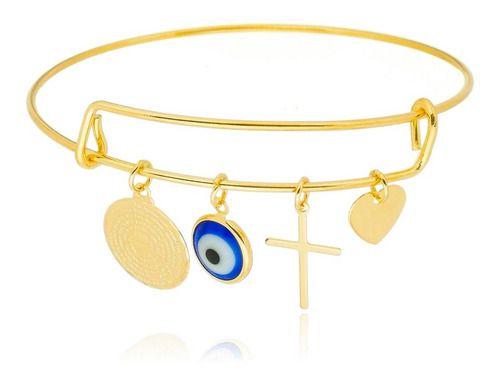 Imagem de Bracelete regulável Marisa amuletos banhado em ouro 18k