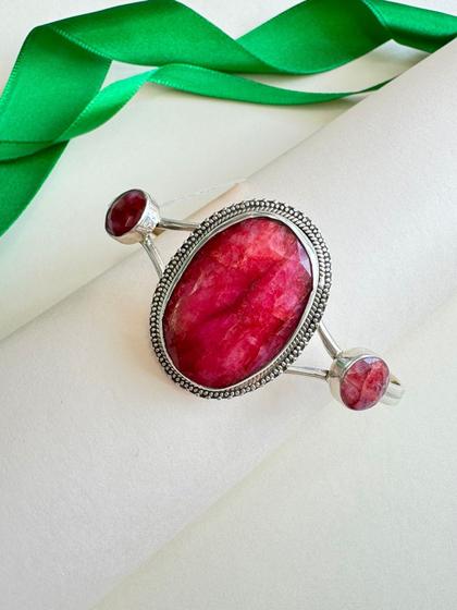 Imagem de Bracelete Rubi Natural Indiano Prata Bali 925