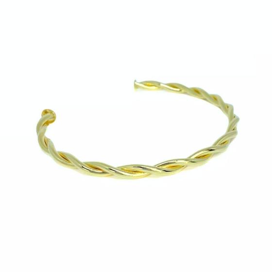 Imagem de Bracelete Torcido Feminino Dourado de Aro Rígido