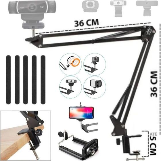 Imagem de Braço Articulado Suporte de Mesa Universal para celular webcam filmadoras iluminação