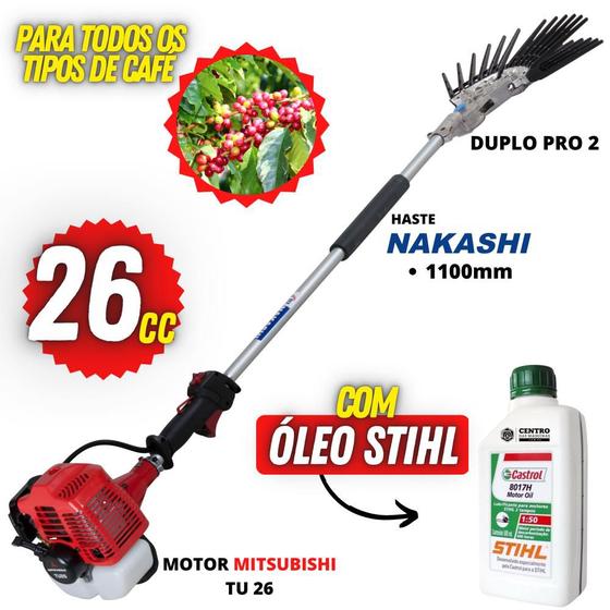 Imagem de Braço Mecânico de Café Nakashi Com Motor Mitsubishi TU26 e Mão de Garra Dupla + Óleo Castrol Stihl