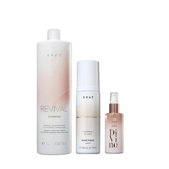 Imagem de Braé Revival Shampoo 1L Bond Angel Leave-in 200ml e Divine Serum Plume 60ml