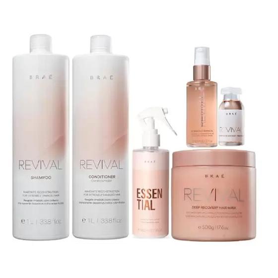 Imagem de Brae Revival Shampoo+Cond 1L+Essential 260ml+Masc 500g+Shine Oil 60ml+Power Dose 13ml - BRAÉ