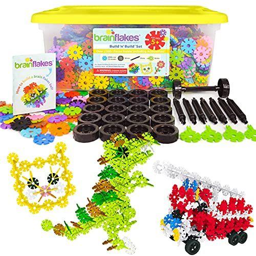 Imagem de Brain Flakes 2500 Peça Build 'n' Build Kit - Uma Alternativa Criativa e Educacional para Blocos de Construção - Peças de Roda e Peças Especiais Incluídas - Um Grande Brinquedo de Haste para Meninos e Meninas