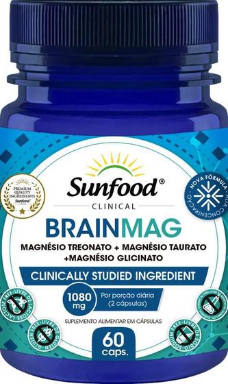 Imagem de Brainmag (Magnésio Treonato + Taurato + Glicinato) 1080mg 60 Cápsulas - Sunfood