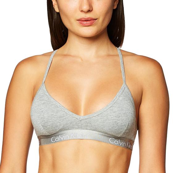 Imagem de Bralette Calvin Klein Motive de algodão levemente forrado cinza S