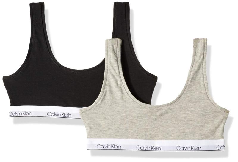 Imagem de Bralette Calvin Klein para meninas de algodão moderno, pacote com 2 unidades, tamanho M