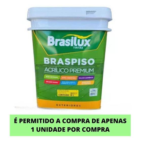 Imagem de Brasilux braspiso tinta premium para piso acetinada cinza escuro 18 litros