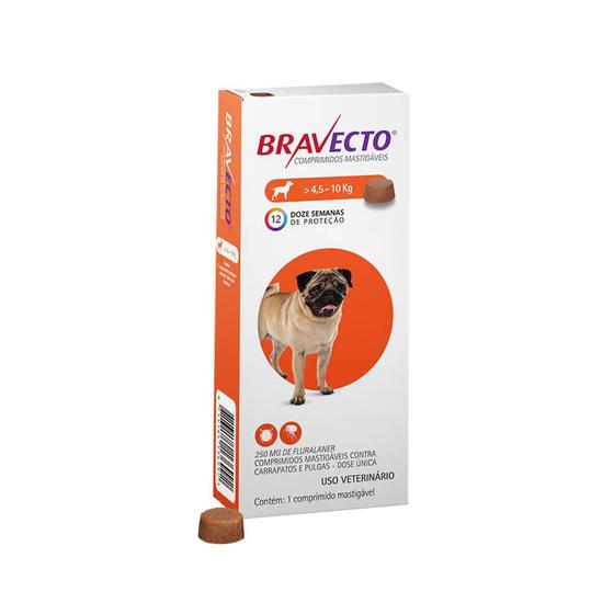 Imagem de BRAVECTO 250mg para Cães 4,5-10KG  Anti Pulgas e Carrapatos