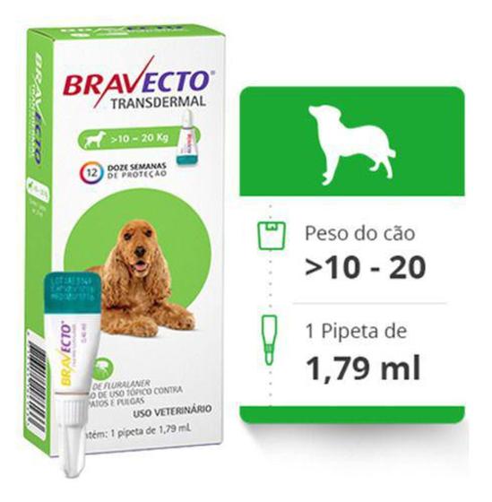 Imagem de Bravecto Anti-pulgas Carrapatos Transdermal Cães 10 A 20 Kg - MSD