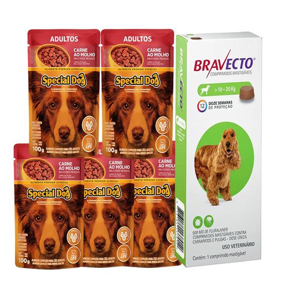 Imagem de Bravecto Antipulgas Caes 10 A 20kg + Saches Special Dog