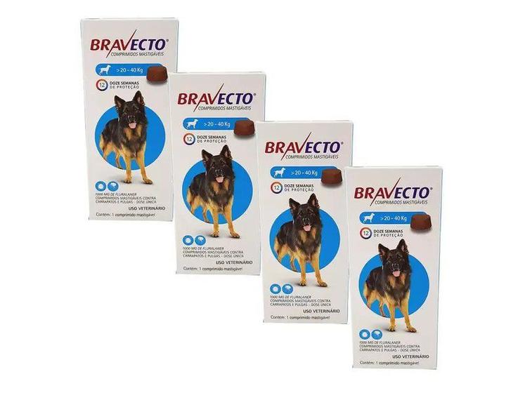 Imagem de Bravecto Antipulgas E Carrapatos Cães De 20 A 40Kg Kit Com 4