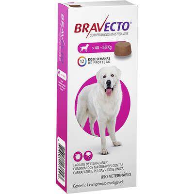 Imagem de Bravecto Antipulgas E Carrapatos Para Cães Cachorros de 40 a 56 Kg Comprimido Elimina Pulgas