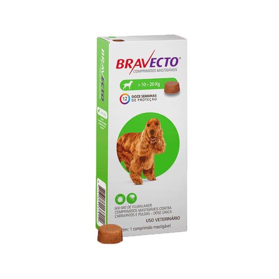 Imagem de Bravecto Antipulgas e Carrapatos para Cães de 10 a 20 kg - 1 Comprimido 500mg - MSD