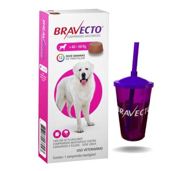 Imagem de Bravecto Comprimido Antipulgas e Carrapatos 40 a 56 Kg Brinde