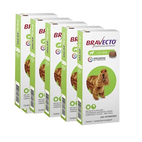 Imagem de Bravecto Comprimido Cães 10 A 20kg Kit 5 Unid Msd