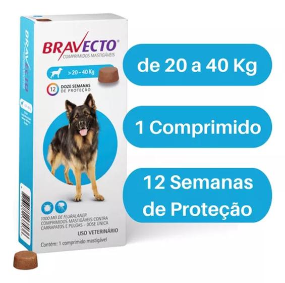 Imagem de Bravecto para Cães de 20 a 40kg - 1000mg - Msd