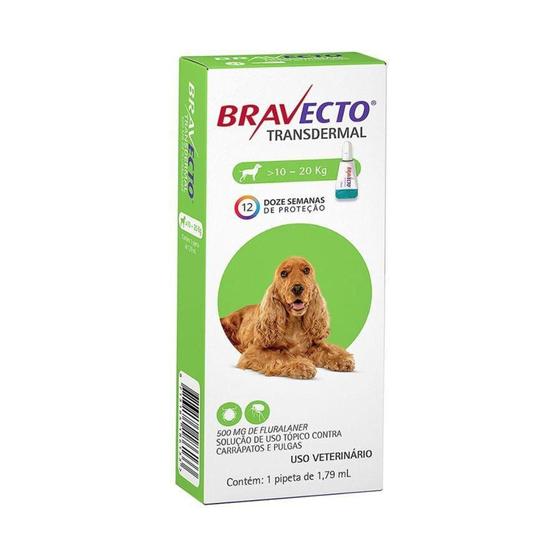 Imagem de Bravecto Transdermal Cães 10 a 20kg 1,79ml MSD Antipulgas