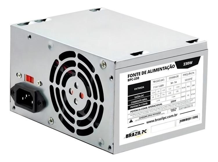 Imagem de Brazil Pc Bpc-230 Fonte De Alimentação Para Pc 230w Prata 115v/230v