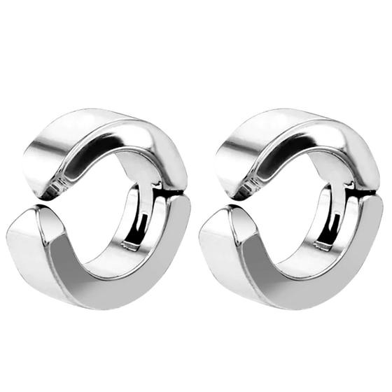 Imagem de Brinco aço inox pressão argola masculino 1 par + feminino 10mm pequeno unissex moda