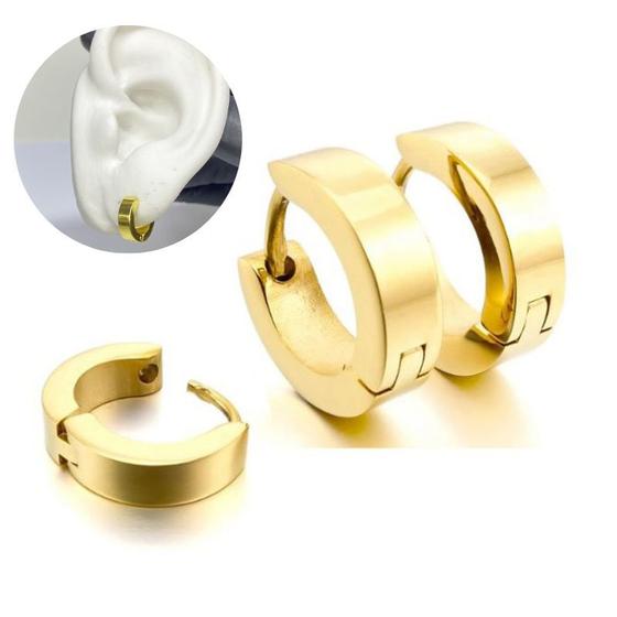 Imagem de Brinco Argola 10mm Dourado Masculino Feminino Aço Cirúrgico Antialérgico PAR