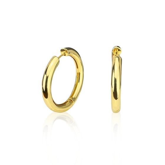 Imagem de Brinco Argola Abaulada 3 Cm Em Ouro 18K