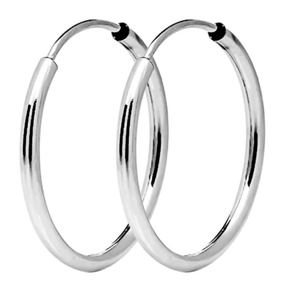 Imagem de Brinco Argola Aço Inox Cirúrgico - Par Masculino Prata Mini  14 mm - Orizom