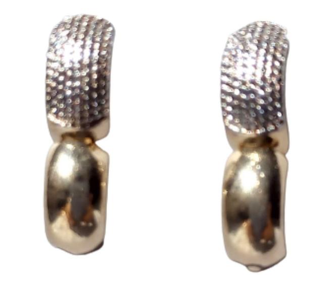 Imagem de Brinco Argola Click Com Textura Dourado Ouro Branco Semijóia