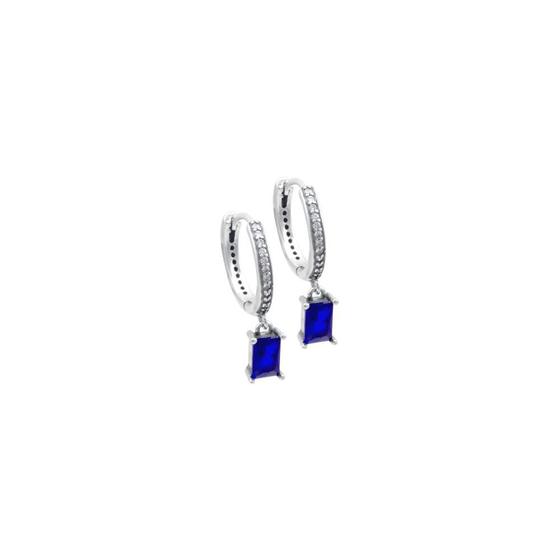 Imagem de Brinco Argola Click em Prata 925 com Zircônia Azul - PL18448