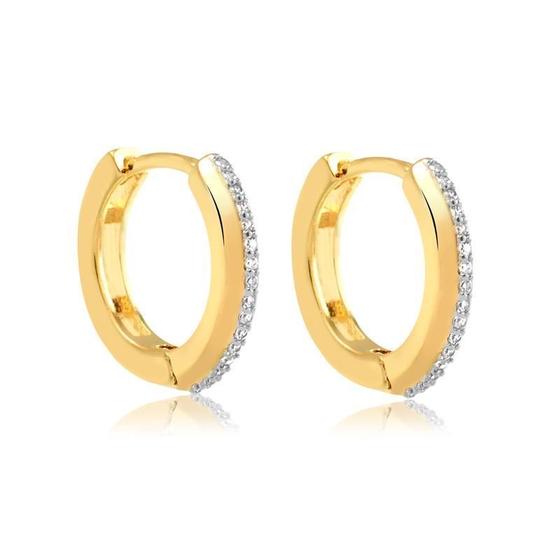 Imagem de Brinco Argola Click Média Folheado Ouro Zircônia