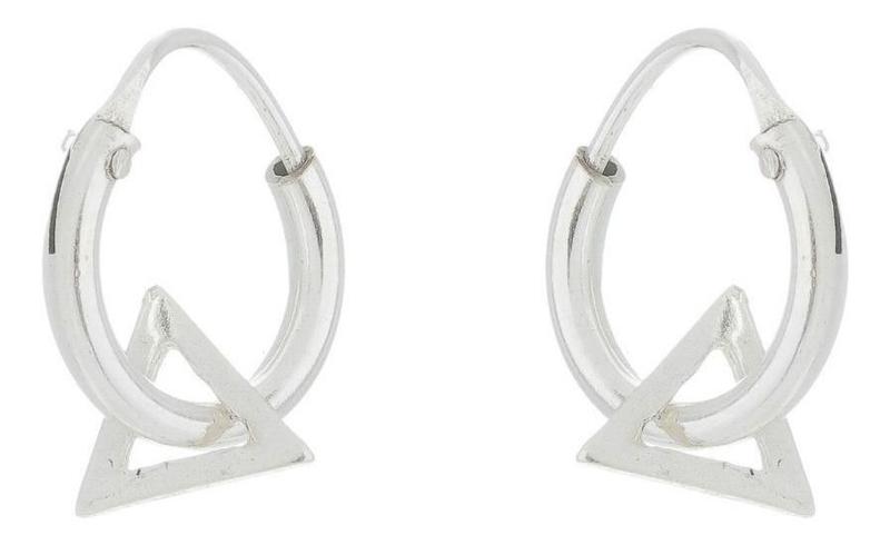 Imagem de Brinco Argola Com Pingente Triangulo Prata 925 Mas83