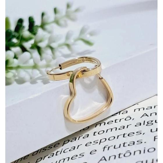 Imagem de Brinco Argola Coração Pequeno 1,5cm Ouro 18k 750 Puro Fio Grosso Original Infantil Menina Feminino Certificado de Garantia