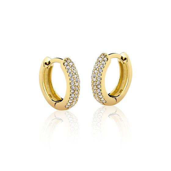 Imagem de Brinco Argola em Ouro 18k com 40 Pontos de Diamante 15,0 mm