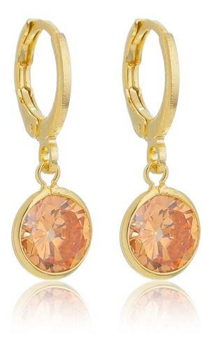 Imagem de Brinco Argola Maria Pingente Mel Redondo Banhado em ouro 18k