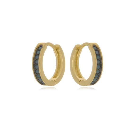 Imagem de Brinco Argola Média Ouro 18k - Turquesa - 1,40x1,40cm